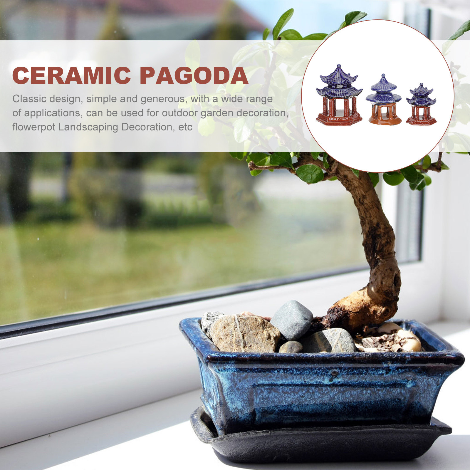 3Pcs Ceramic Pavilion Miniatur - огляд і ціна Aquarium Decor